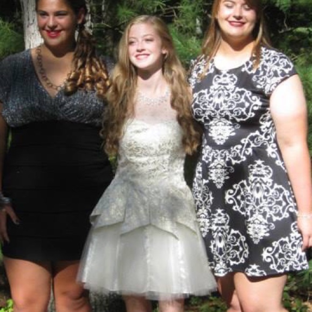 Ivory Jeweled Homecoming Dress